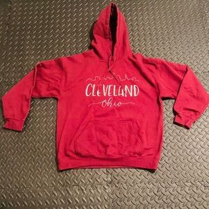Red Cleveland Ohio Hoodie, Size Large